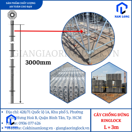 GIÀN GIÁO ĐĨA - CÂY CHỐNG ĐỨNG RINGLOCK L= 3M